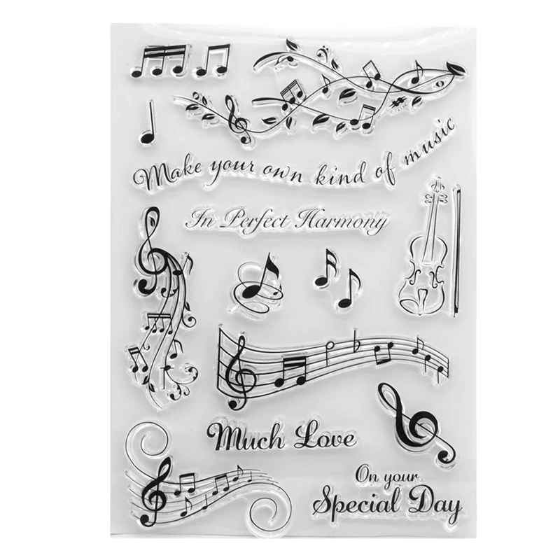 Music Note Clear Stamps Scrapbooking Staff Musical Instrument Silicone Stamping Seal Junk Journal Deco DIY Craft Supplies