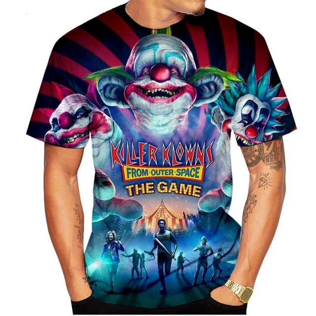 2023 Summer Fashion Men\'s Women T-Shirt 3D Printing Killer Klowns Casual Unisex Hip Hop Cool Short Sleeve Horror Tops
