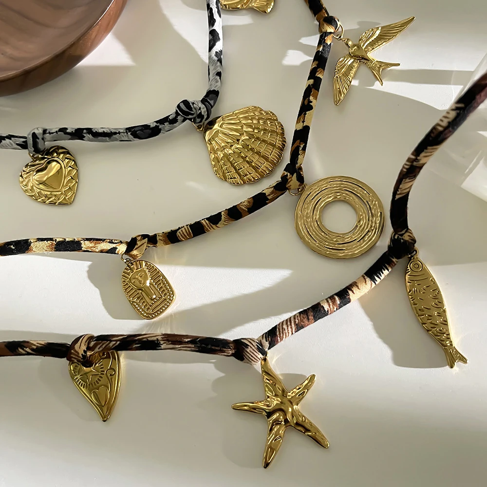 Collier Ras Du Cou Vintage - Motif Léopard Et Perles Fantaisie, Occasion