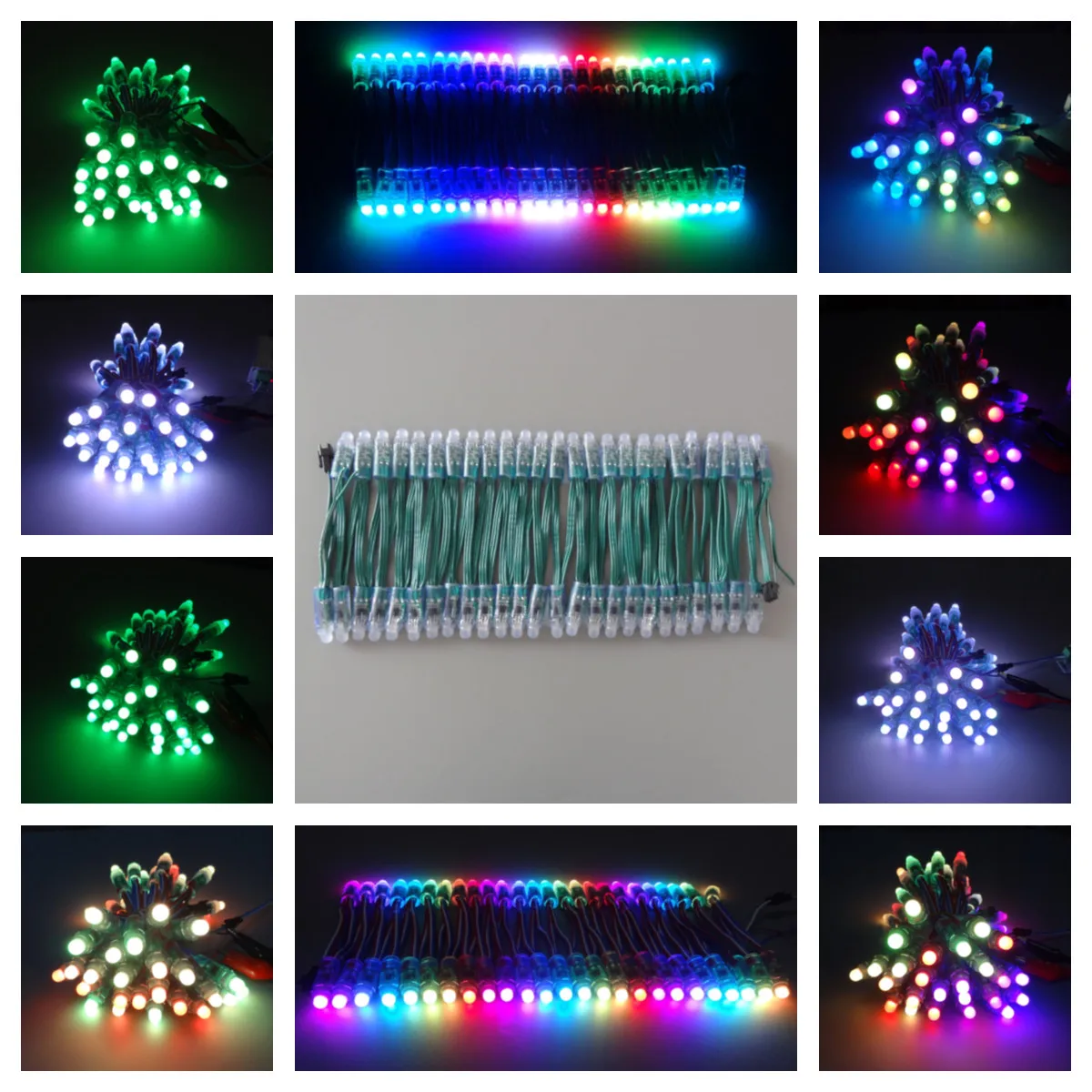 50pcs/lot DC5V/12V input WS2811 pixel module,12mm black/green Wire led string;Chrismas tree;waterproof with 3pin JST Connectors