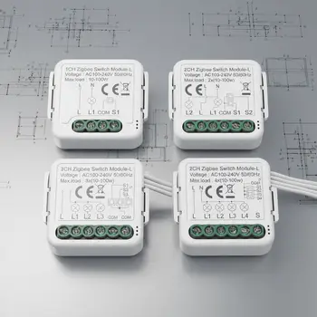 GIRIER Tuya ZigBee 3.0 Smart Light Switch Module No Neutral Wire Required Works with Alexa Google Home Support 2 Way Control