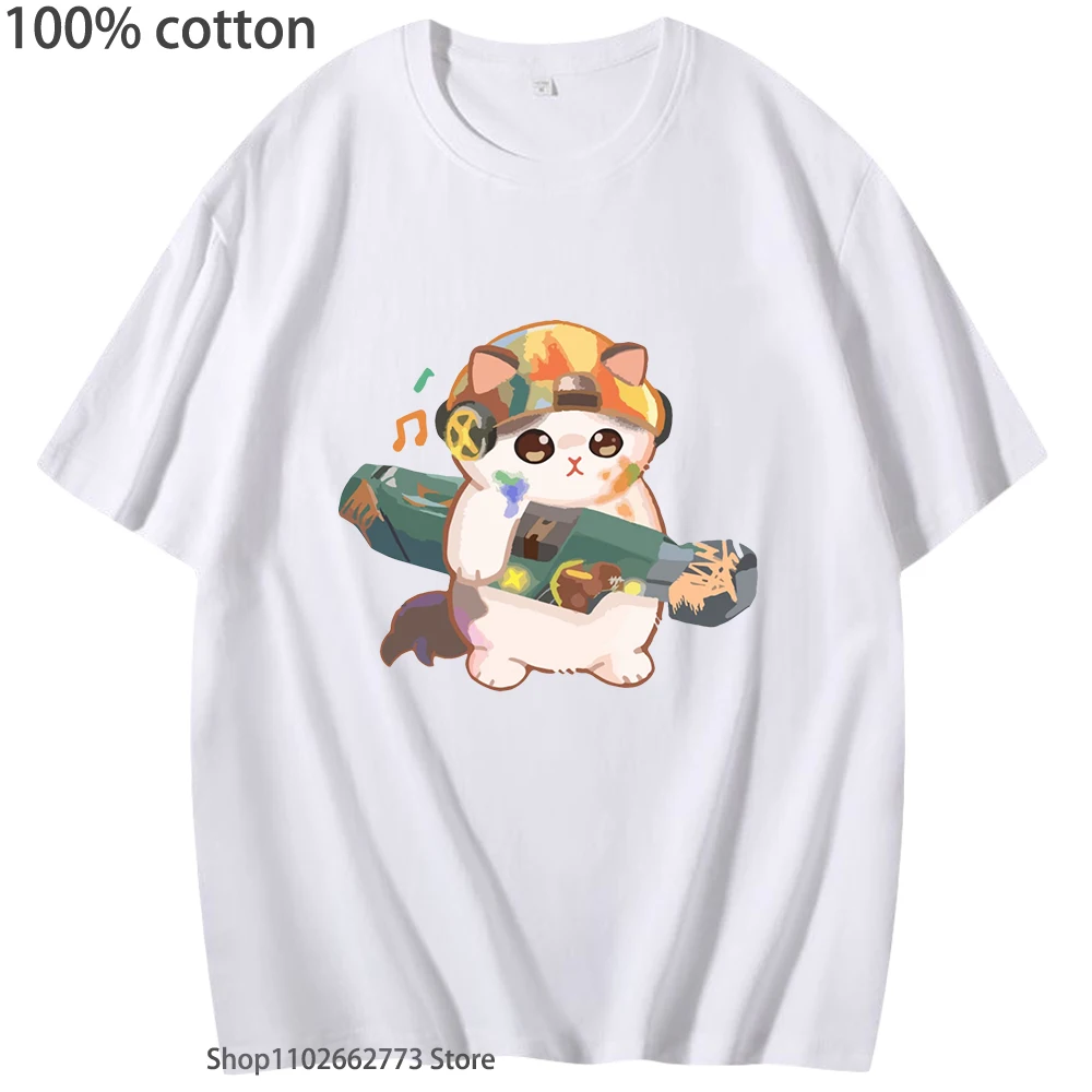 

Valorant T-Shirts for Men Mewrez Cat Shirts Women Surprised Penguin Graphic Clothes100% Cotton Summer Game Customize Tees Unisex