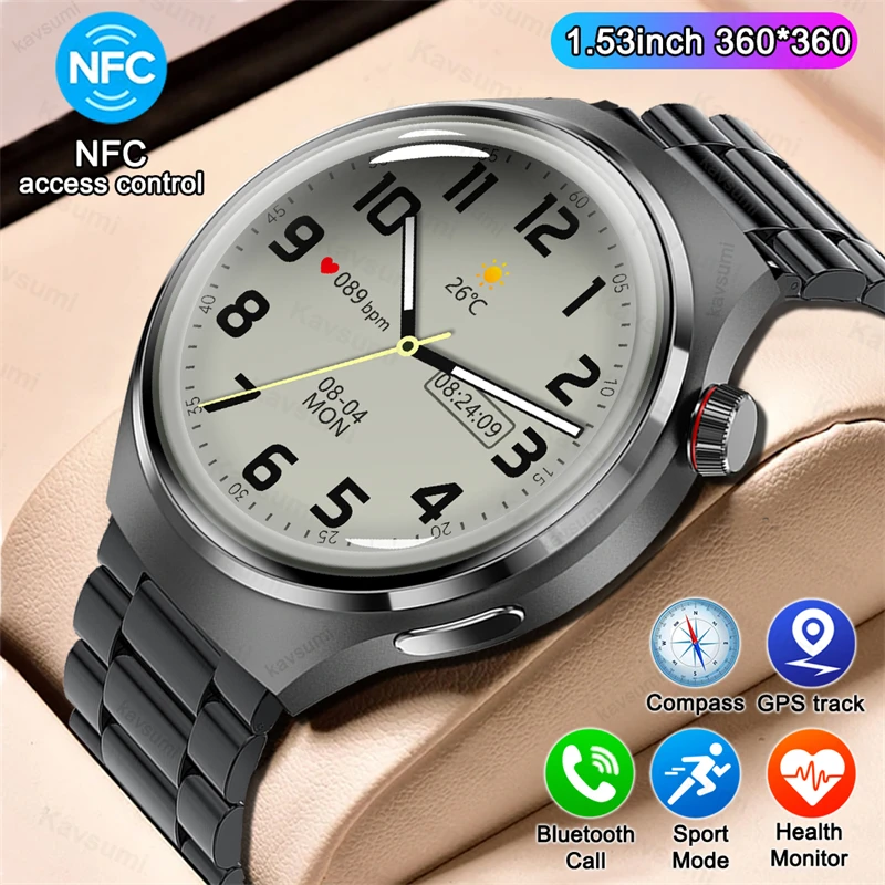 

Мужские Смарт-часы 2023 дюйма, экран 1,53 дюйма, пульсометр, спортивные часы GT4 Pro, водонепроницаемые мужские и женские Смарт-часы для Android и ios