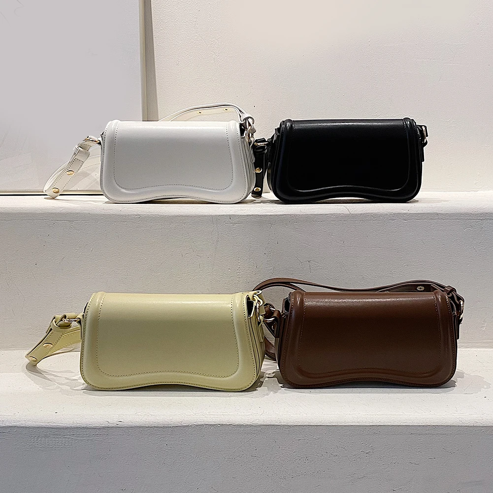 Borsa Hobo Piccola da Donna, Borsa a Tracolla in Pelle Versatile, Borsa a Tracolla Casual Trendy con Patta, Borsa a Spalla da Ragazza - immagine 3