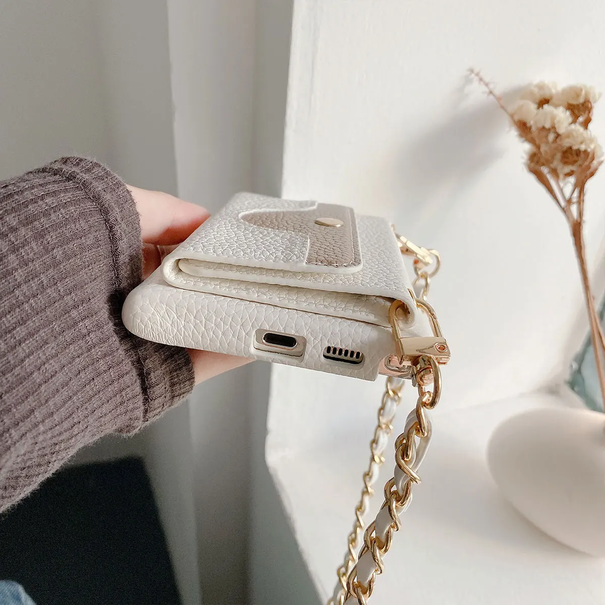 Luxurious Leather Litchi Skin Card Holder Case - PU Fashion Cover