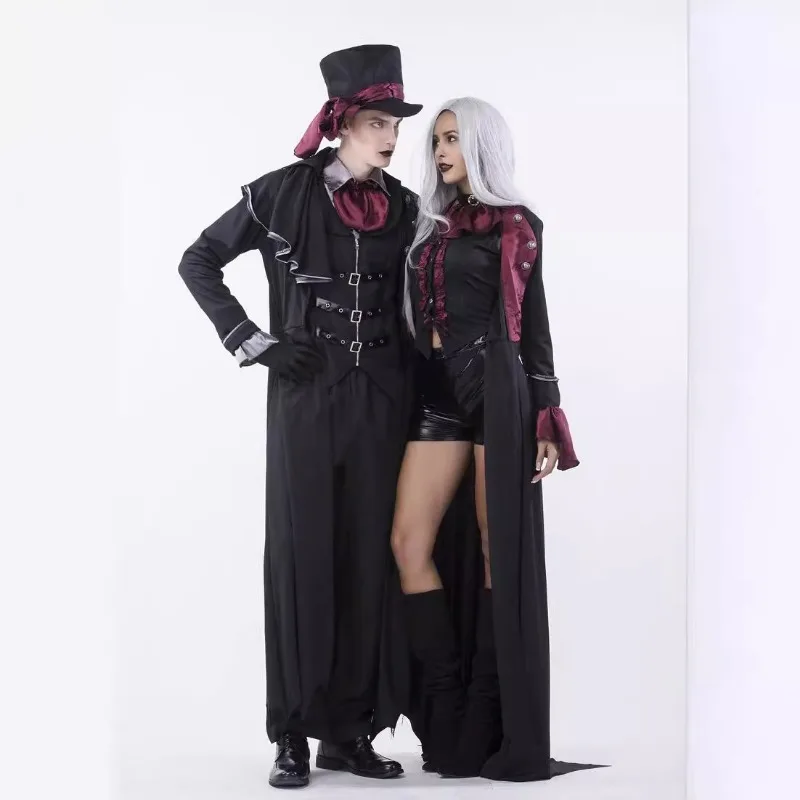 Halloween Vampire Couple Costumes Mens Bloody Handsome Costume Womens Steampunk Vampiress Uniforms Blood Countess Kits