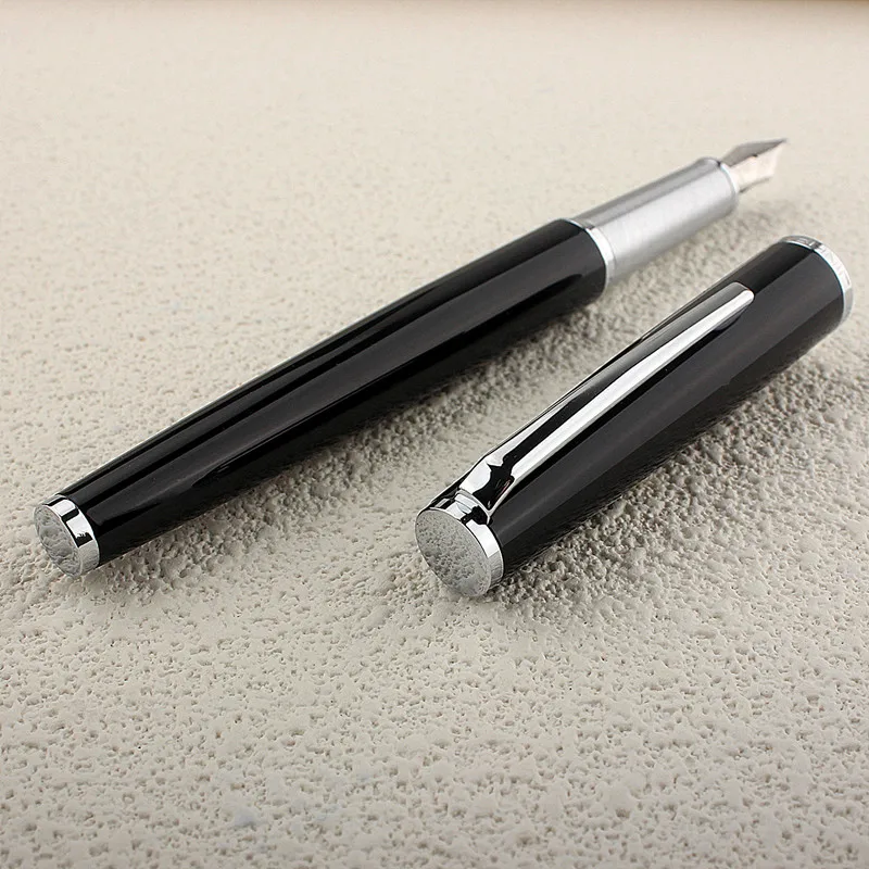 Jinhao 85 Silver Clip Metal Fountain Pen 0.5mm Nib Steel Ink Pens for Gift Office Supplies School Supplies Acrylic Gift Box 6