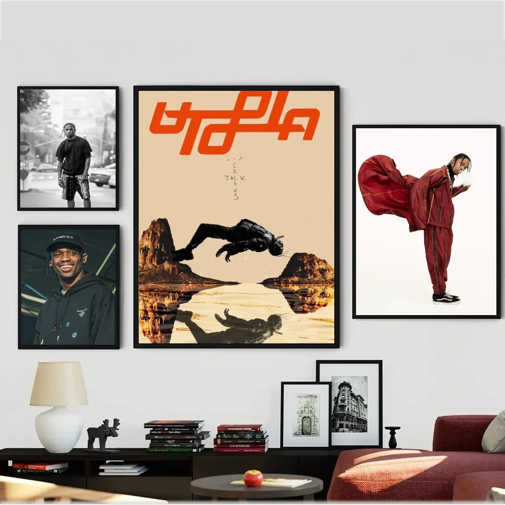 Utopia Travis Scott Rapper Poster Carta Kraft Vintage Poster Wall Art Painting Study Estetica Art Wall Stickers