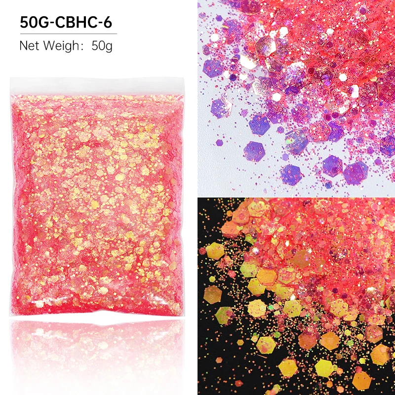50g/bag Hexagons Glitter Resin Sequins Epoxy Resin Filler Mix Rainbow  Flakes Colorant Dye Powder moule resine epoxy manualidades