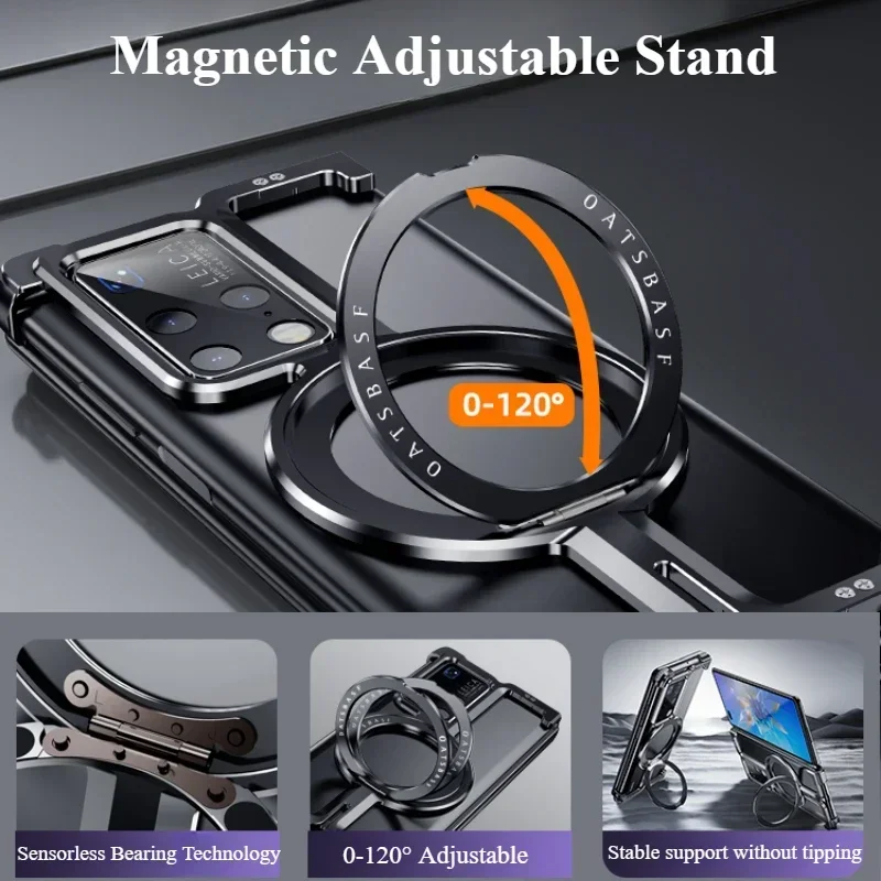 Oatsbasf Frameless Magnetic Protective Phone Case with 360° Rotatable Stand