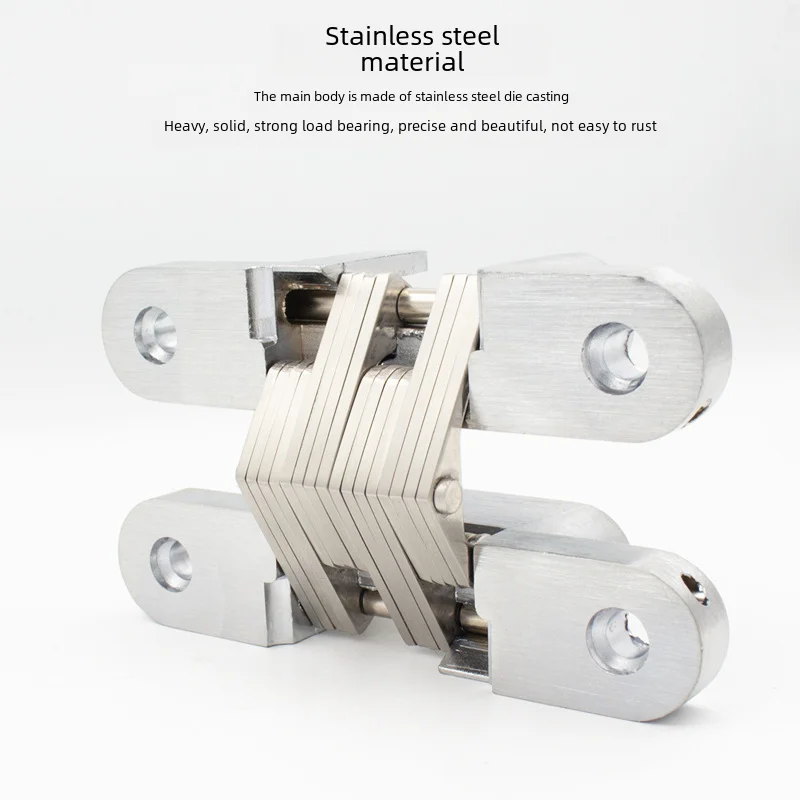 Thickened Stainless Steel Cross Dark Hinge Invisible Folding Door Hinge European Style Modern Simple Style Pull-to-close