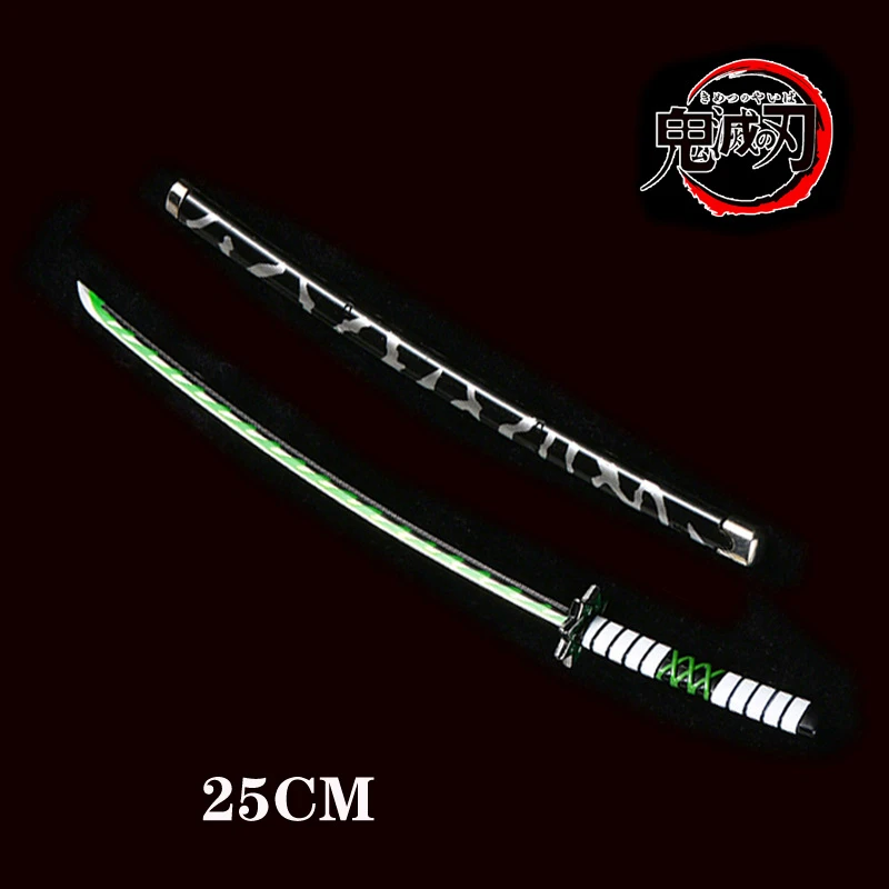 Kimetsu No Yaiba 소드 무기 악마 슬레이어 Satoman Tanjiro Cosplay Sword Anime 닌자 나이프 우드 25cm Katana Prop