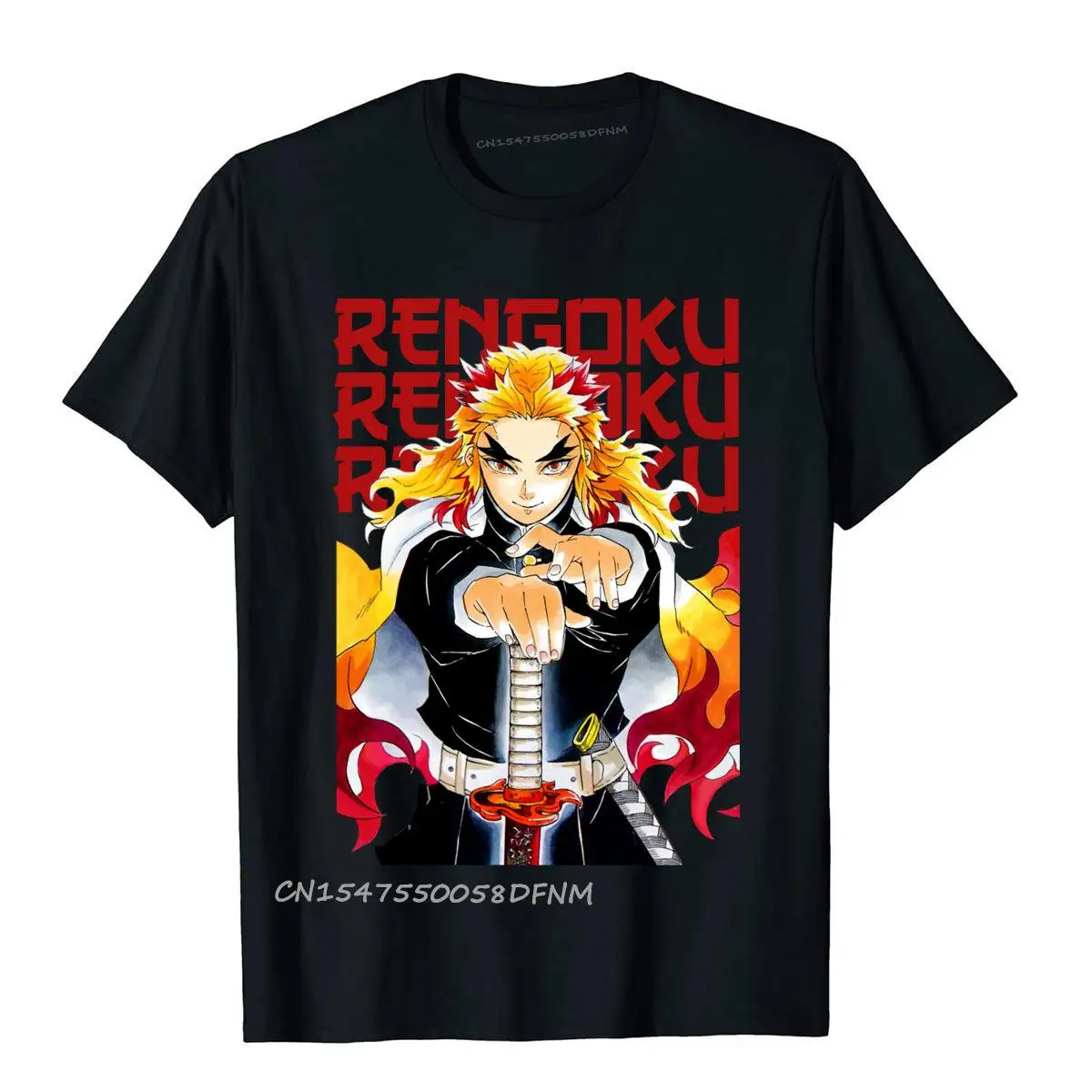 

Classic Japanese Art Rengoku Demon T Shirt Tops Tees Prevalent Premium Cotton Summer Customized Men's