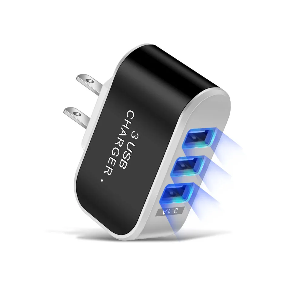 3 Ports Charger Station USB US Charger Wall Home Travel AC Adapter for Huawei Xiaomi iPhone Candy Colors