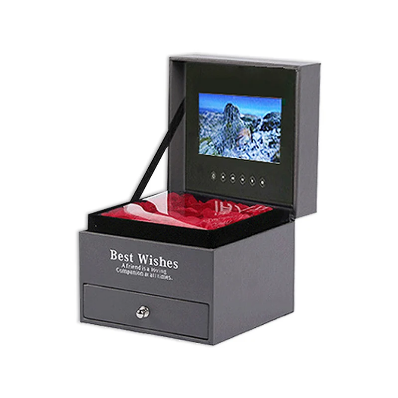 

High Technology 4.3 Inch LCD Screen Video Gift Box With Flowers Packaging