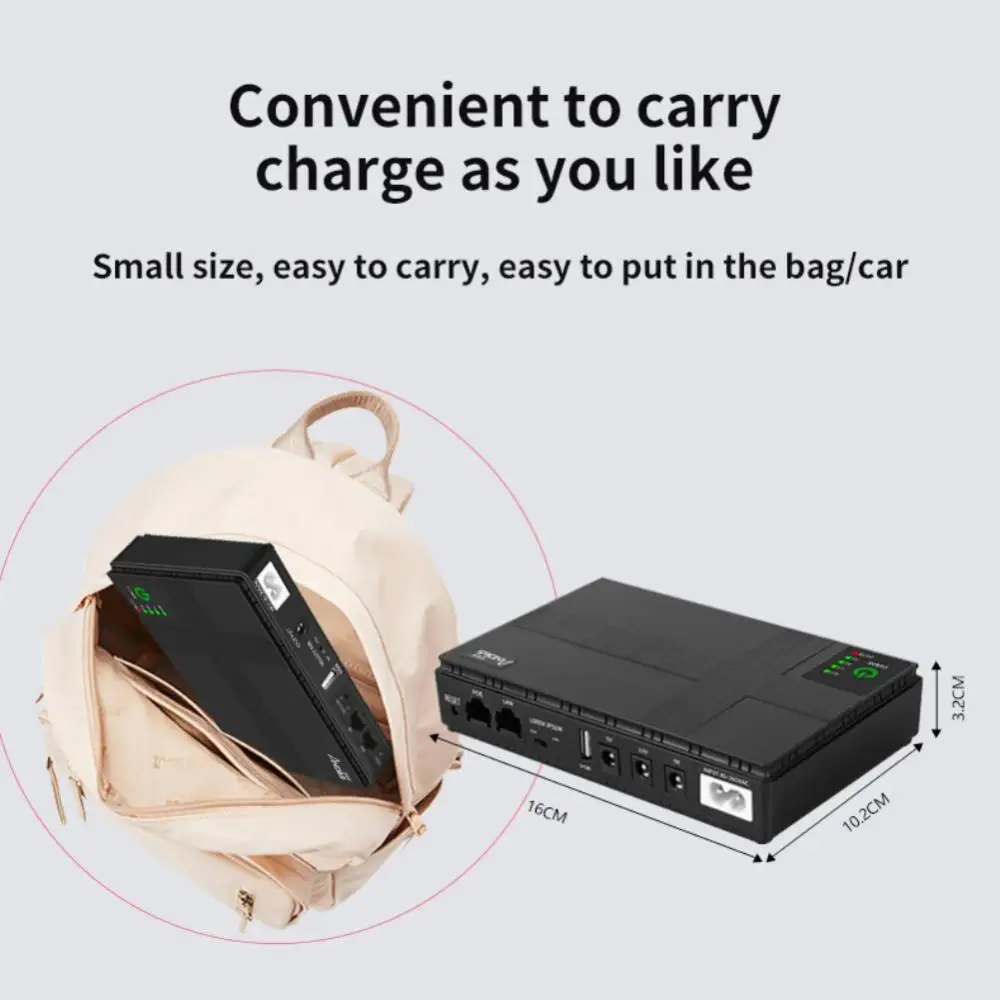 Description Picture 2 of item36W 10400mAh Mini Portable Route UPS 5V-24V Uninterruptible Power Supply For WiFi Router Large Capacity Standby Power Adapter