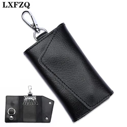 Housekeeper Key Case Card Bag Genuine Leather Keychain Men Women Key Holder Key Organizer Pouch Cow Split Car Key Wallet Purse