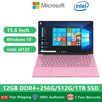 2023 Cheap Woman Laptops Windows 10 Office Pink Notebook Netbook Gaming 15.6" Intel Celeron J4125 12G+1TB Dual WiFi HDMI USB 3.0 1