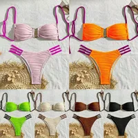 Sexy Bikini Swimsuit Set 2025 New Women's Strap Design Cross-Border Fashionable Swimwear from Mainland China Female Underwear
