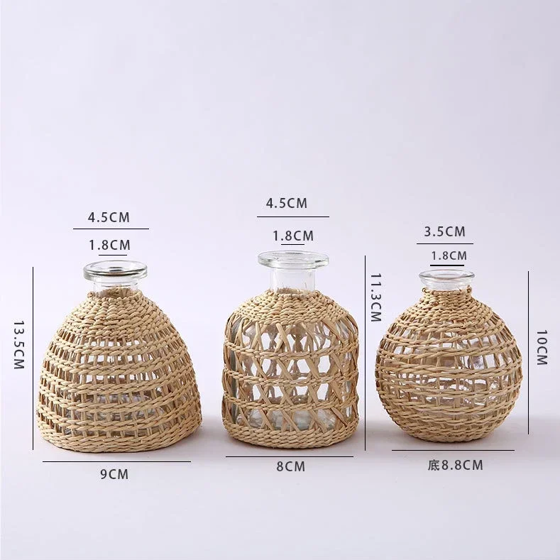Glasses Rattan Vases,Flower Nordic Style Modern Decorative Vases Desktop Decor Vase for Home Living Room Decor Room Decoration 6