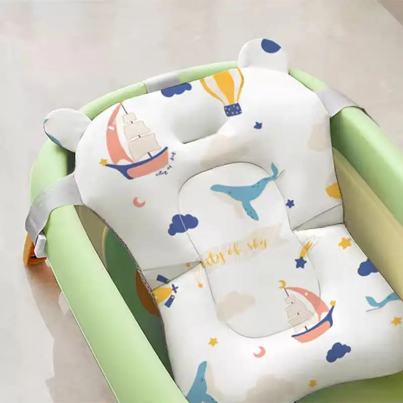 Foldable Baby Shower Suspension Bath Pad Baby Support Seat Pad, Adjustable Bathtub Shower Anti Slip Mesh Bag Pad