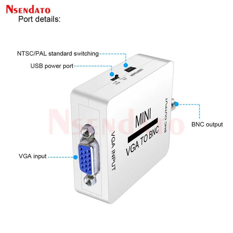 Mini HD VGA to BNC Video Converter Convertor Box Composite VGA to BNC Adapter Conversor Digital Switcher Box For HDTV Monitor