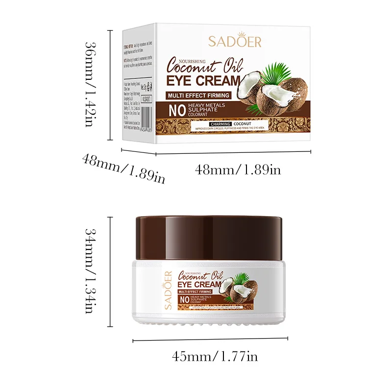 SADOER Coconut Eye Cream Moisturizing Anti Dark Circles Anti Wrinkles Ant-Aging Whitening Eyes Skin Care Products