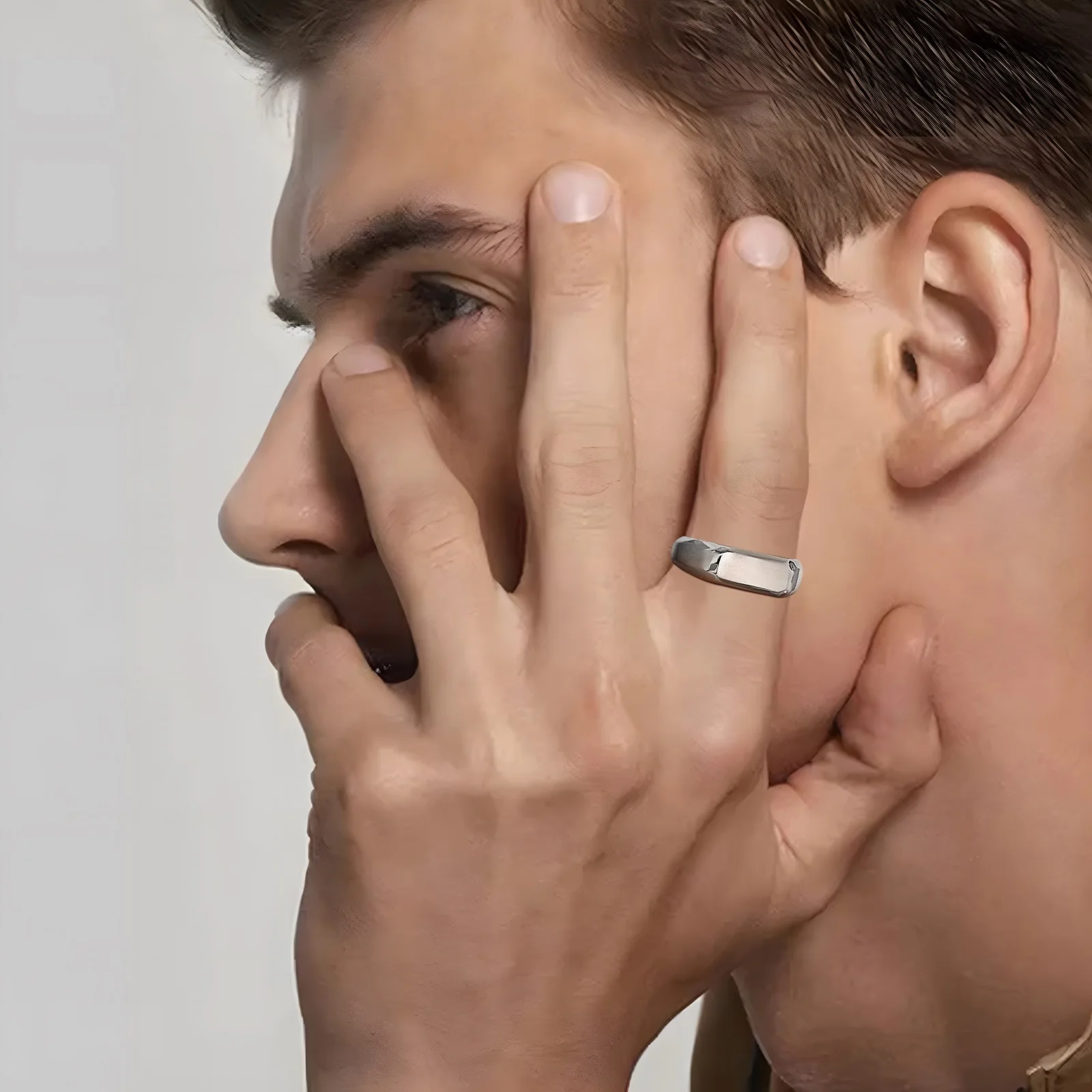 Stainless Steel Signet Ring for Men Women,Gold Silver Color Band Ring Pinky Ring Cool Finger Ring,Simple Jewelry Gift for Him 2