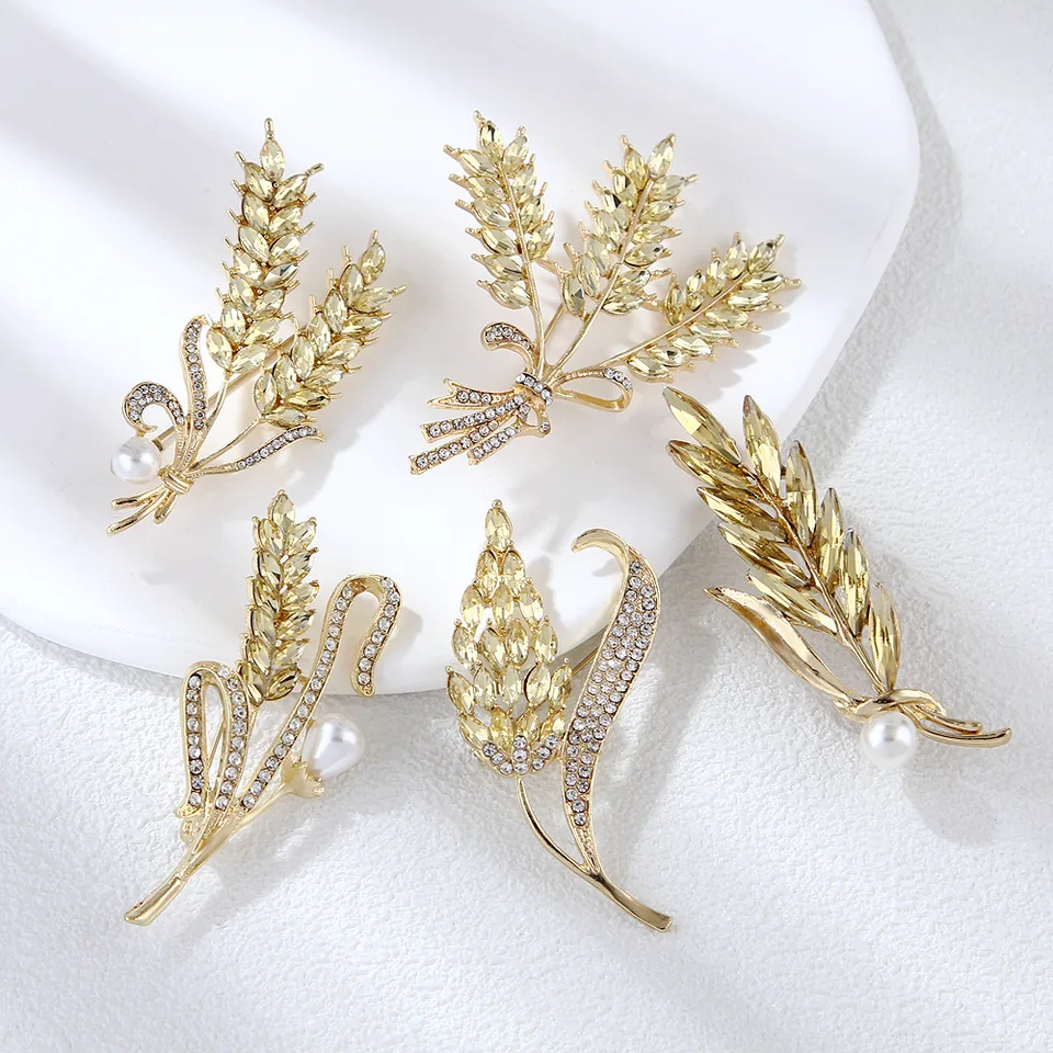 Tiowios 2022 Real Gold Electroplated Pearl Zircon Wheat Ear Brooch High-end  Pin Versatile Clothing Party Jewelry Gift For Women - Brooches - AliExpress