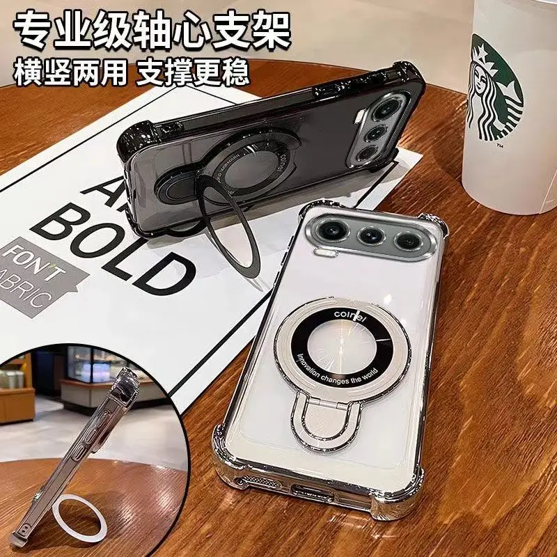 Shockproof Transparent Magnetic Stand Holder Case with Camera Protection