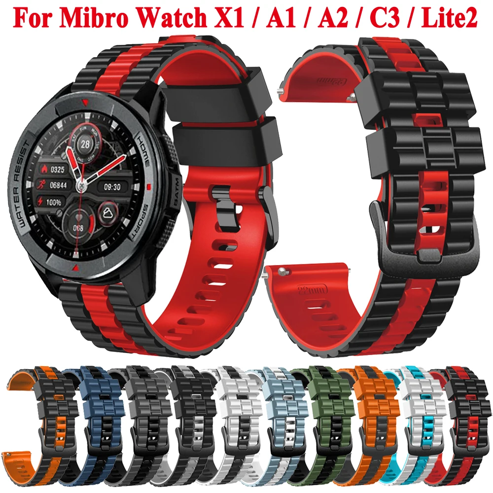 

22mm Replacement Silicone Strap For Xiaomi Mibro Watch X1 A1 Watchband For Mi Bro Lite2 A2 C3 Smartwatch Wristband Bracelet