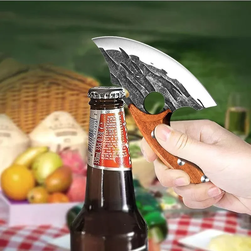 Фото Кухонный нож для мясника, кованый ручной клинок, нарезка мяса, овощей, фруктов, рыбы №5