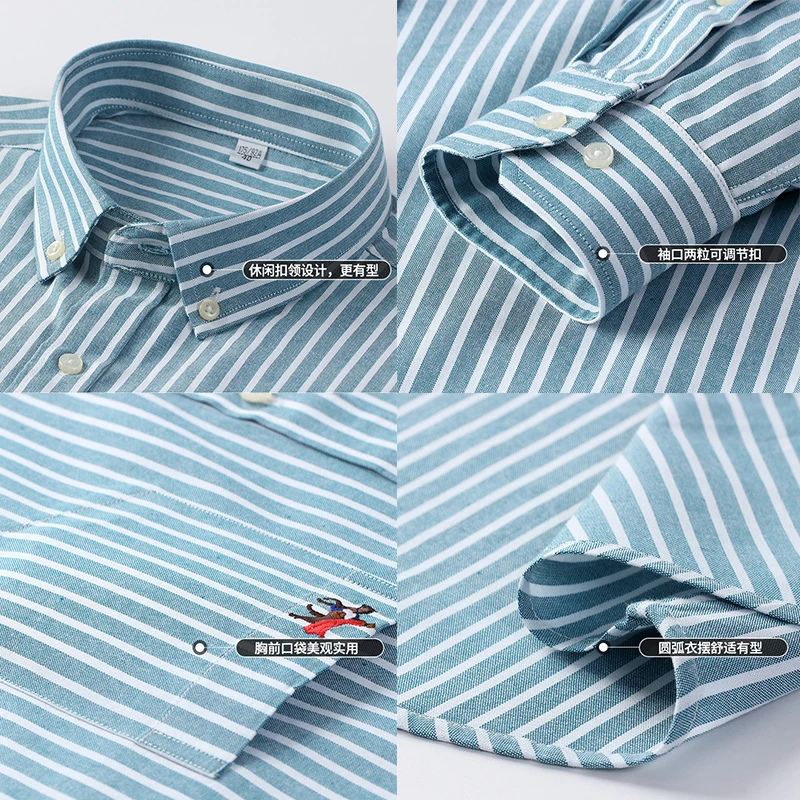 100% Cotton S~ 6XL Oxford Mens Shirts Longsleeve Plaid Business Casual Soft Social Dress Shirts Regular Fit Male Shirt Blouse