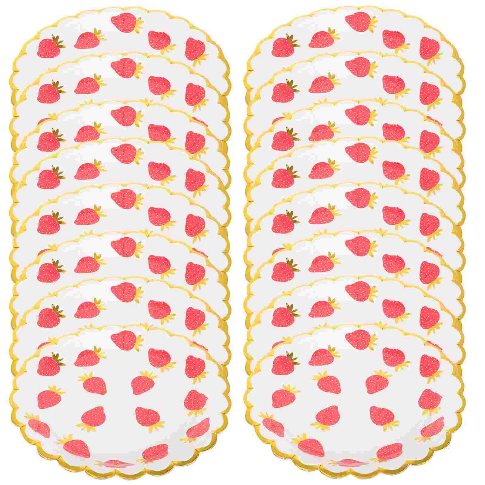 

24 Pcs Cake Pan Strawberry Paper Plate Baby First Birthday Strawberry Theme Decorations