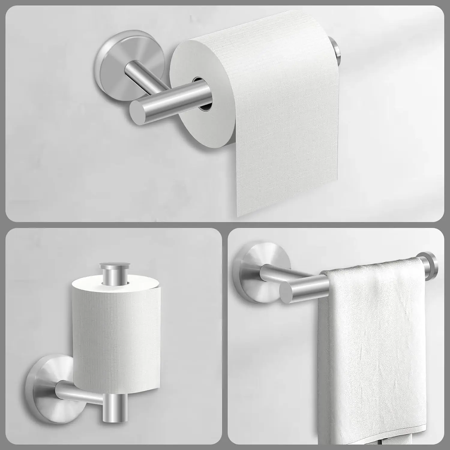 8 Piece Brushed Nickel Bathroom Accessories,sus304 Stainless Steel Wall Mounted Towel Bar Set Bathroom Hardware Set