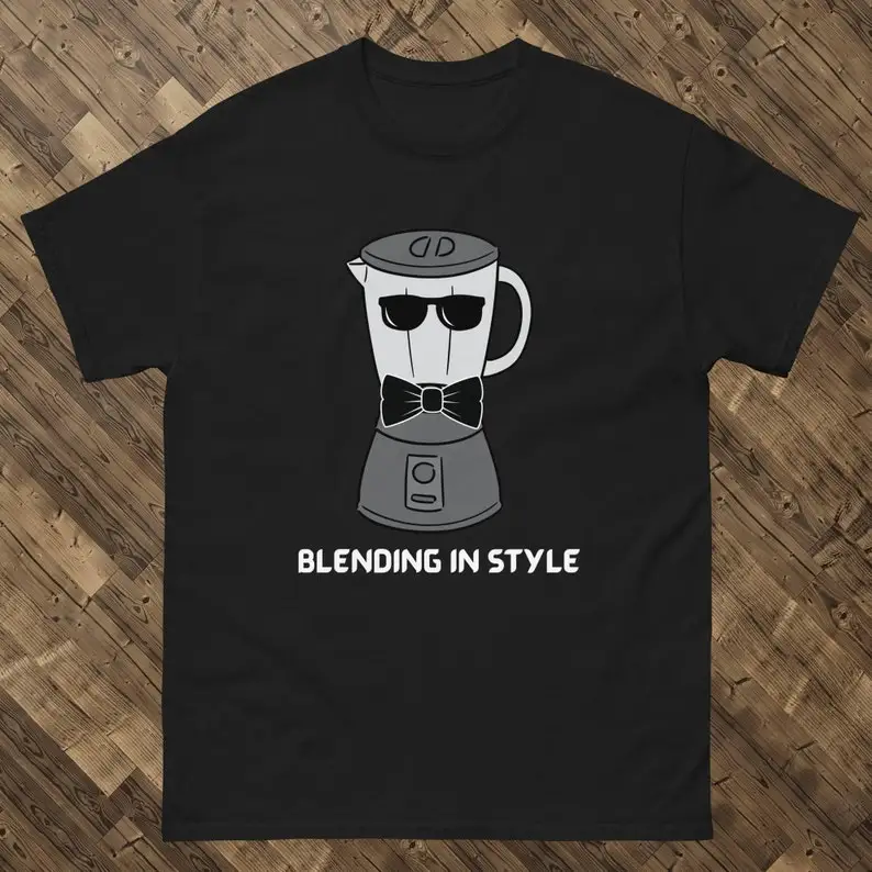 quirky apparel, unique graphic tee, stylish blender design, witty clothing, cool and classy t-shirt