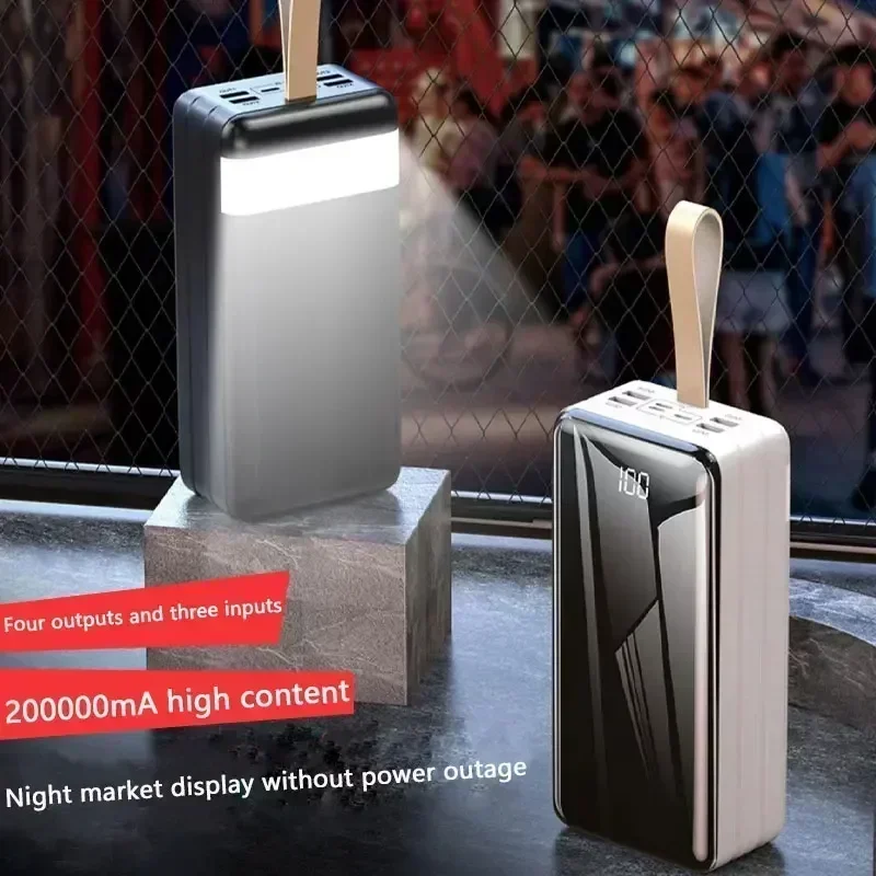 보조배터리 USB 초고속 충전기 보조베터리 휴대용 충전기, 디지털 디스플레이 외부 배터리 팩, 아이폰 삼성용, 200000mAh