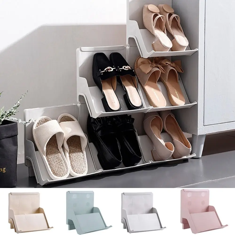

Plastic Assembly Shoe Rack Dustproof Stackable Multi-layer Shoe Rack Space-saving Stable Shoe Display Shelf Living Room