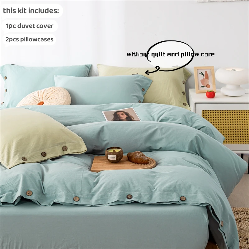 Juego de cama de algodón 100% de 3 uds., funda nórdica doble, juego de cama tamaño King de algodón liso de 220x240, juego de funda de edredón