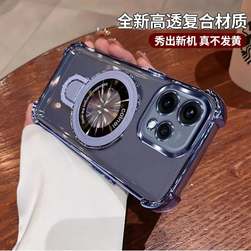 Luxury Electroplated Silicone Transparent Stand Phone Case Cover
