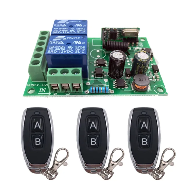 Funk Fernbedienung 433 MHz Rf Wireless Fernbedienung Schalter AC 220 V 2CH Garagentor Relais Empfänger Beleuchtung Controller Und 2 Tasten Senr Rolltorsteuerung Mit Fernbedienung