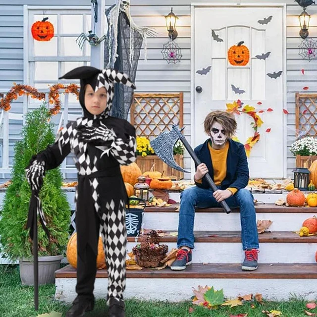 Compre Traje de palhaço masculino fantasia vestido cosplay festa de  halloween roupa engraçada para adulto