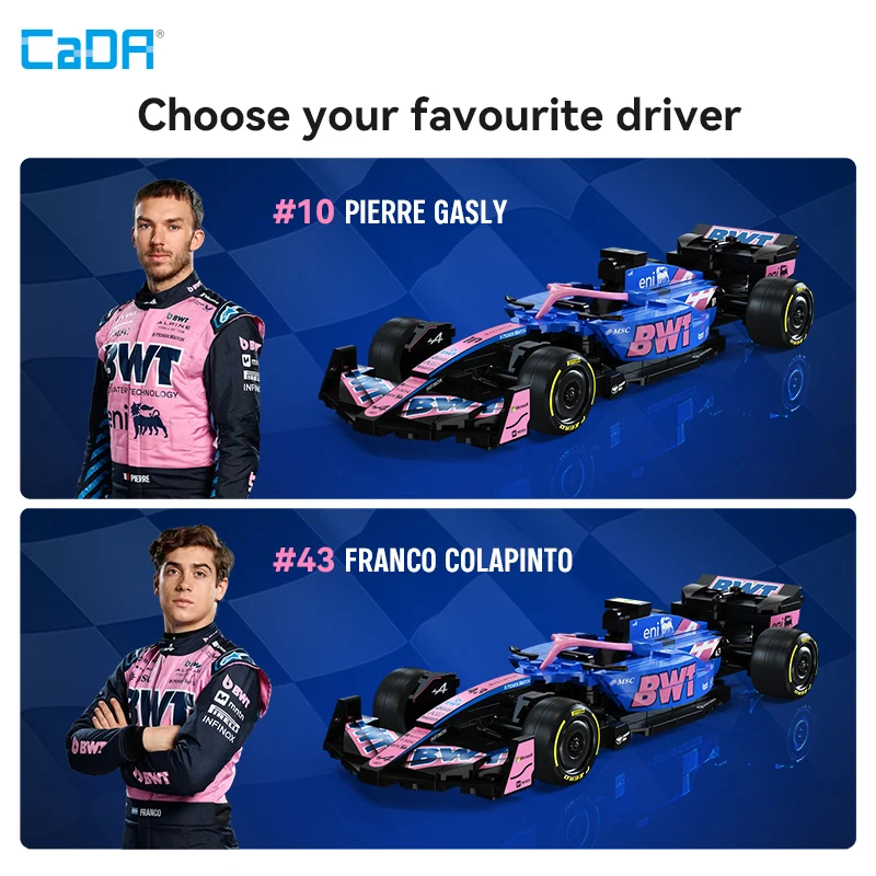 카다 2025 알파인 F1 A525 F1 레이싱카 넘버 43 스포츠카 빌딩 블록 시티카 브릭 장난감 휴일 선물