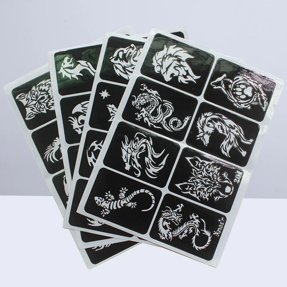 Face Painting Template Henna Tattoo Stencils 32pcs Self-adhesive Stencils Templates For Airbrush Spray Face Paint Glitter Tattoos