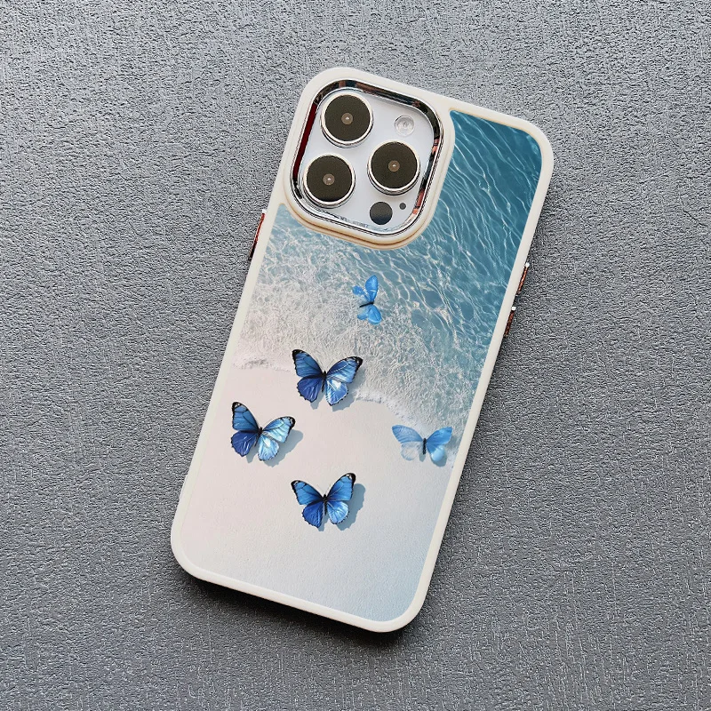 Blue Butterfly Ocean Waves Silicone Phone Case Cover