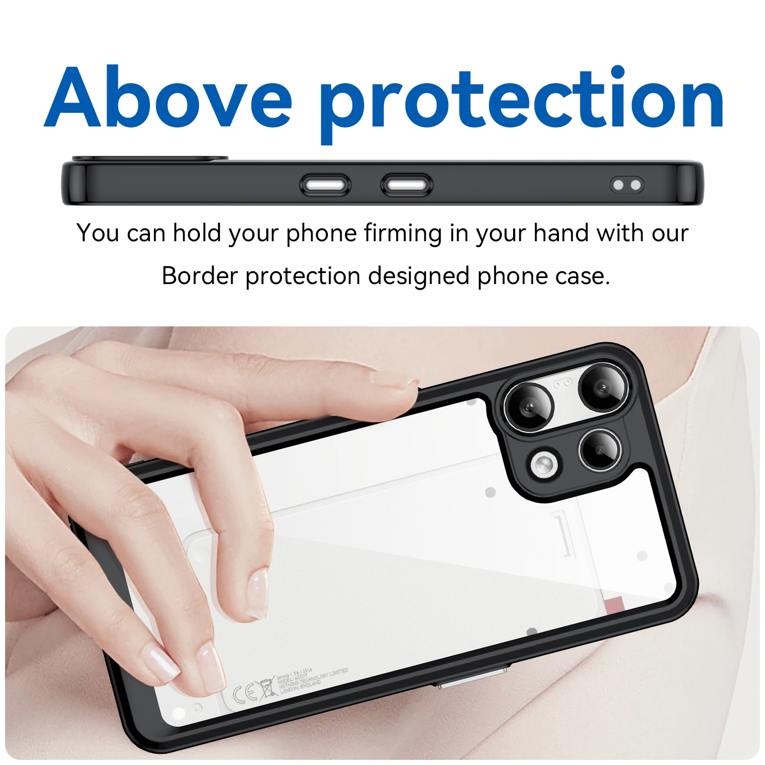 Transparent Hard PC Case with Candy Color Frame and TPU Shockproof Bumper