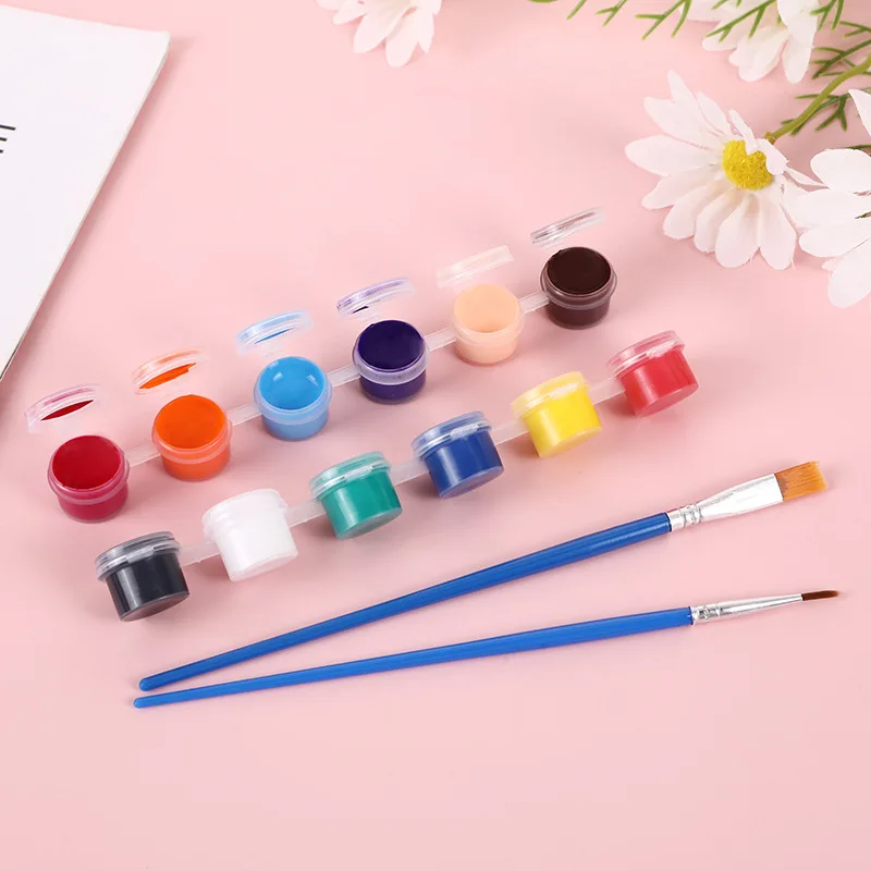 연결된 아크릴 안료 PE 박스 세트, DIY 석고 연, 어린이 에나멜 그림, 그래피티 미술 용품, 6 색, 8/12 색