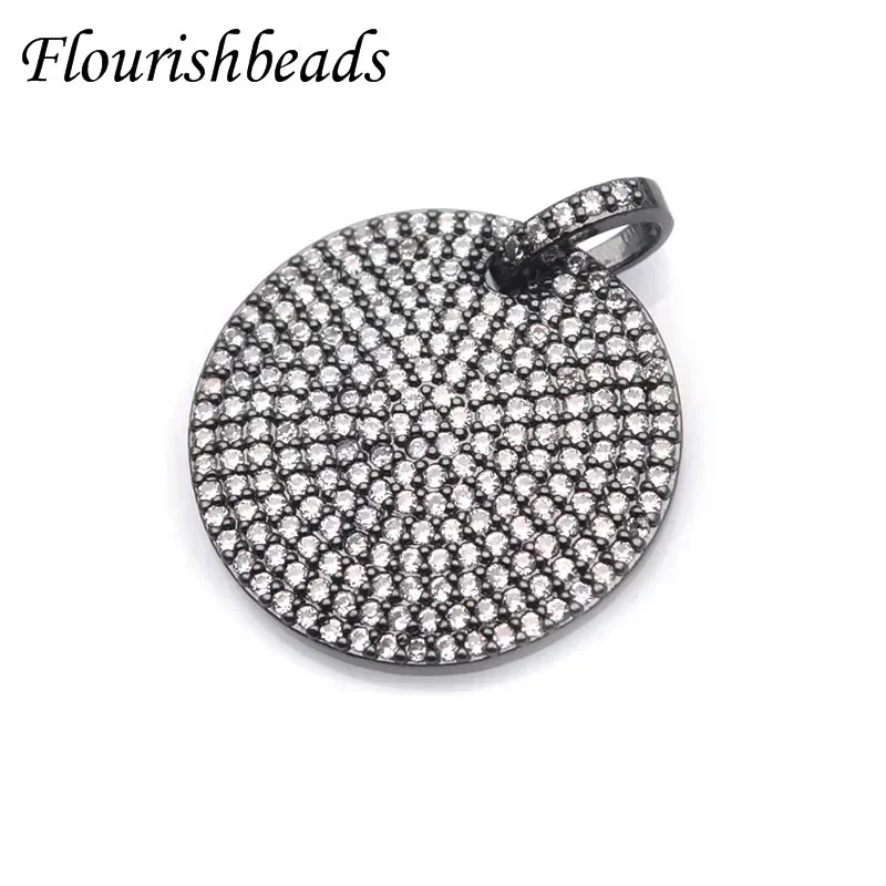 Luxury Paved Real CZ Beads Gold Color Round  Pendant Charms with Linked Chains Necklace Women Fashion Jewelry