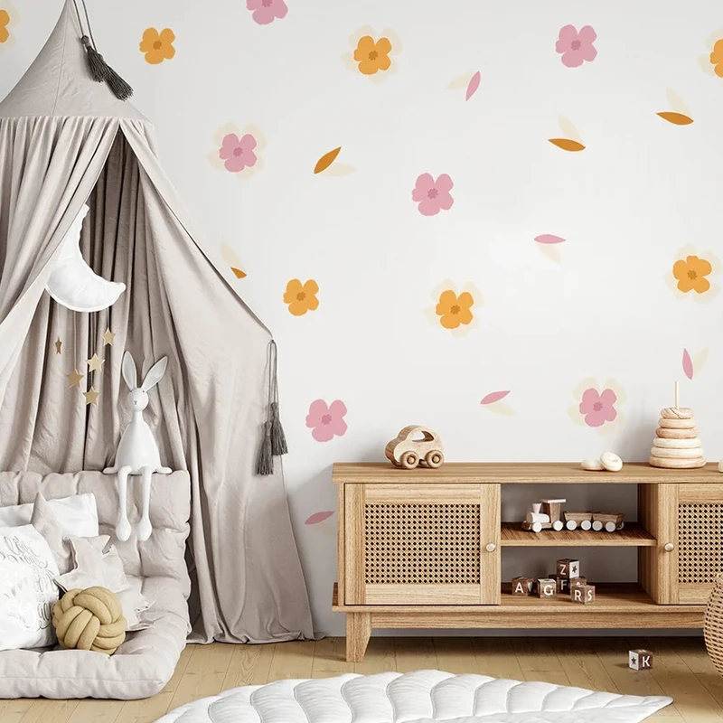 Boho Watercolor Plant Flowers Wall Stickers For Kids Rooms Children's Room Nursery DIY Wall Decals Home Decoration Wallpaper wall stickers vinyl decal stickers