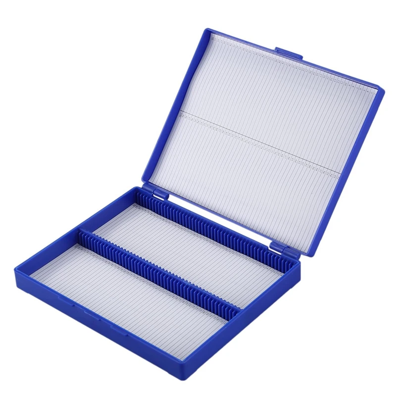 5X Royal Blue Plastic Rectangle Hold 100 Microslide Slide Microscope Box